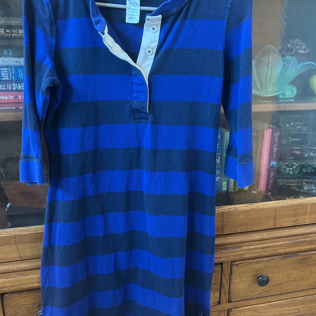 Patagonia Long Sleeve Blue And Black Striped Dress